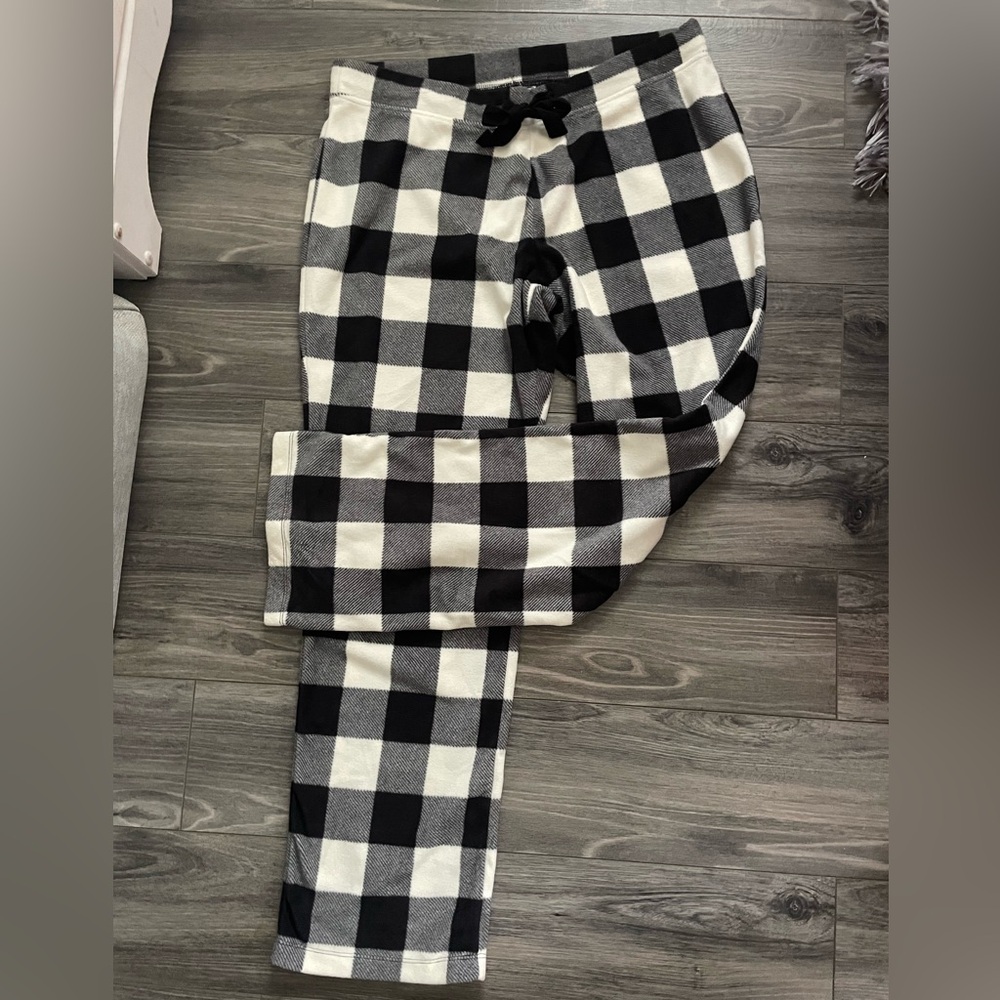 Black and White Checkered Fleece Pants